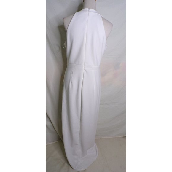 🆕 XSCAPE Tulip Hem Sleeveless Crepe Gown Dress Ivory 2 - Picture 9 of 11